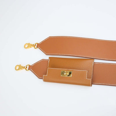 Hermes Gold Epsom and Swift Leather Kelly Pocket Bag Strap