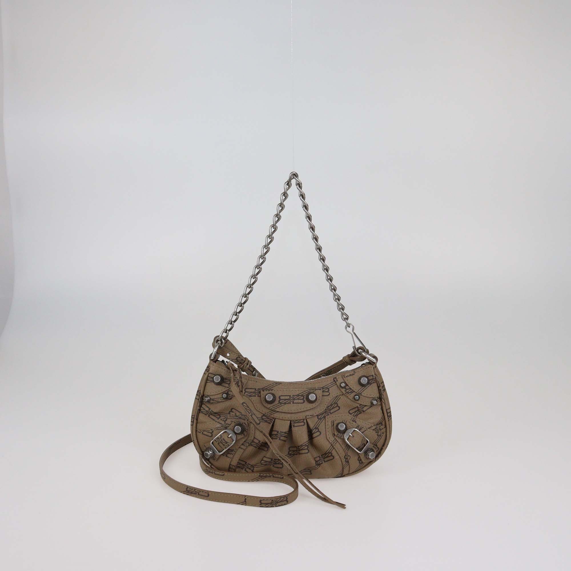 Balenciaga Brown/Black BB Monogram Leather Le Cagole Mini Shoulder Bag