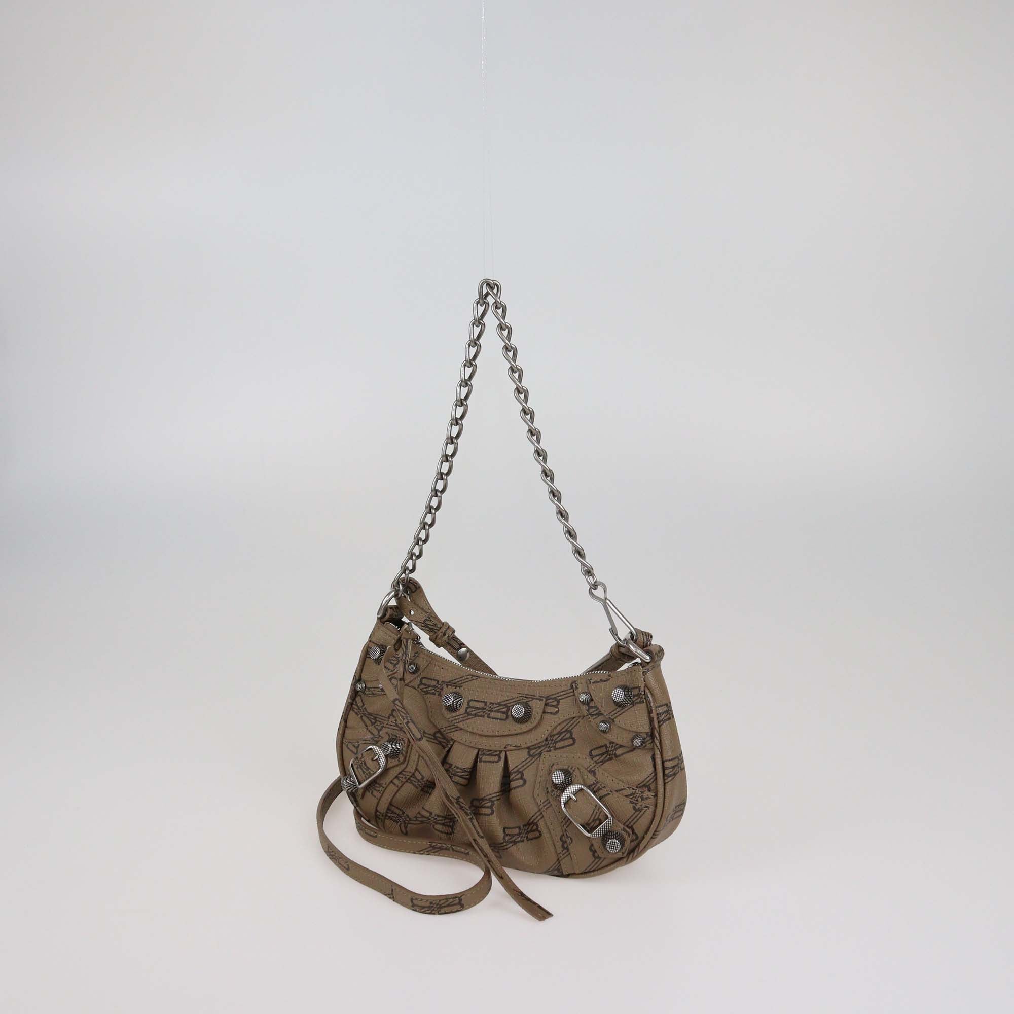 Balenciaga Brown/Black BB Monogram Leather Le Cagole Mini Shoulder Bag