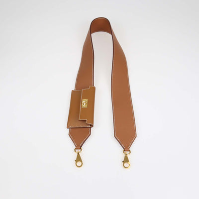 Hermes Gold Epsom and Swift Leather Kelly Pocket Bag Strap