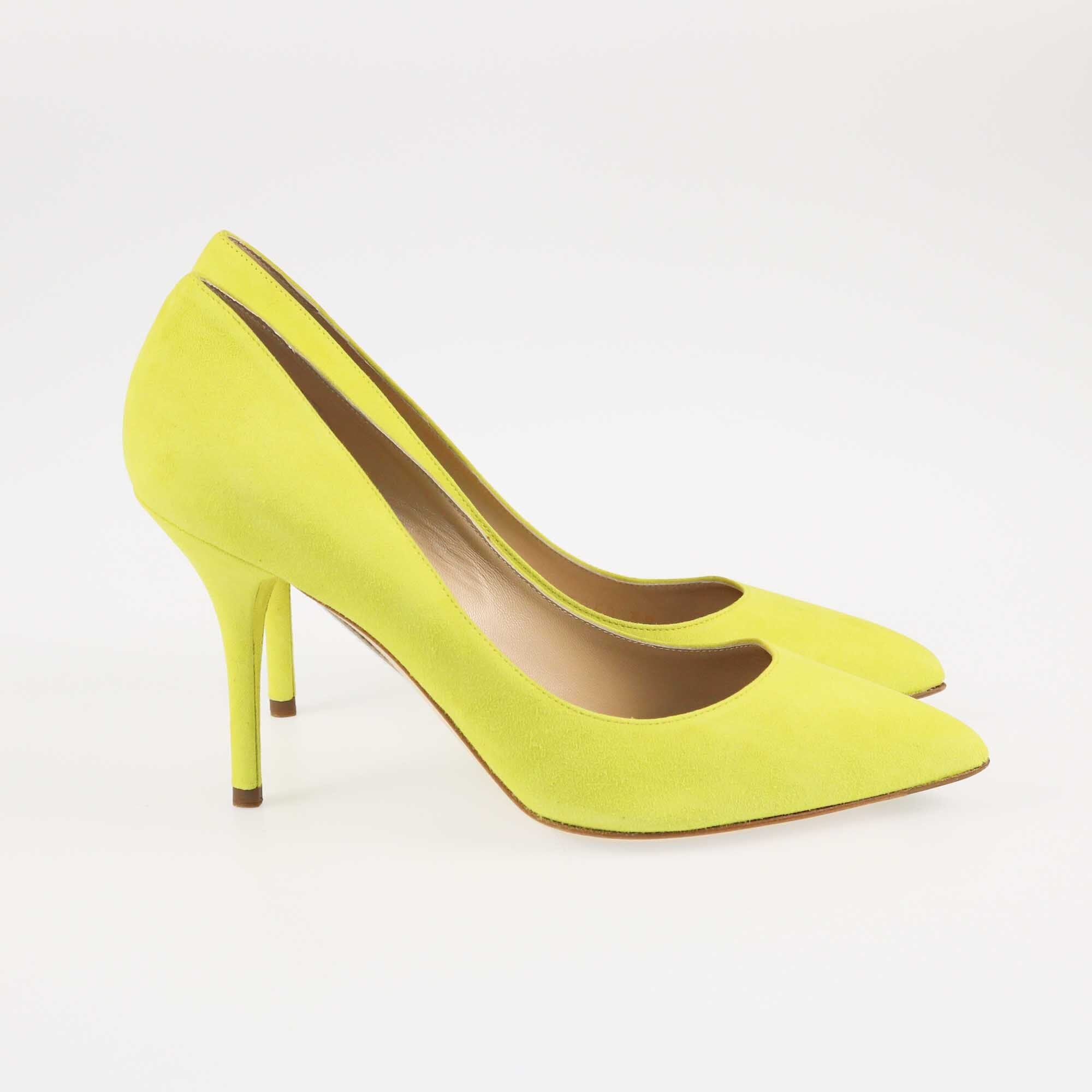 Dolce & Gabbana Lime Yellow Pointed Toe Pumps Shoes Dolce Gabbana 