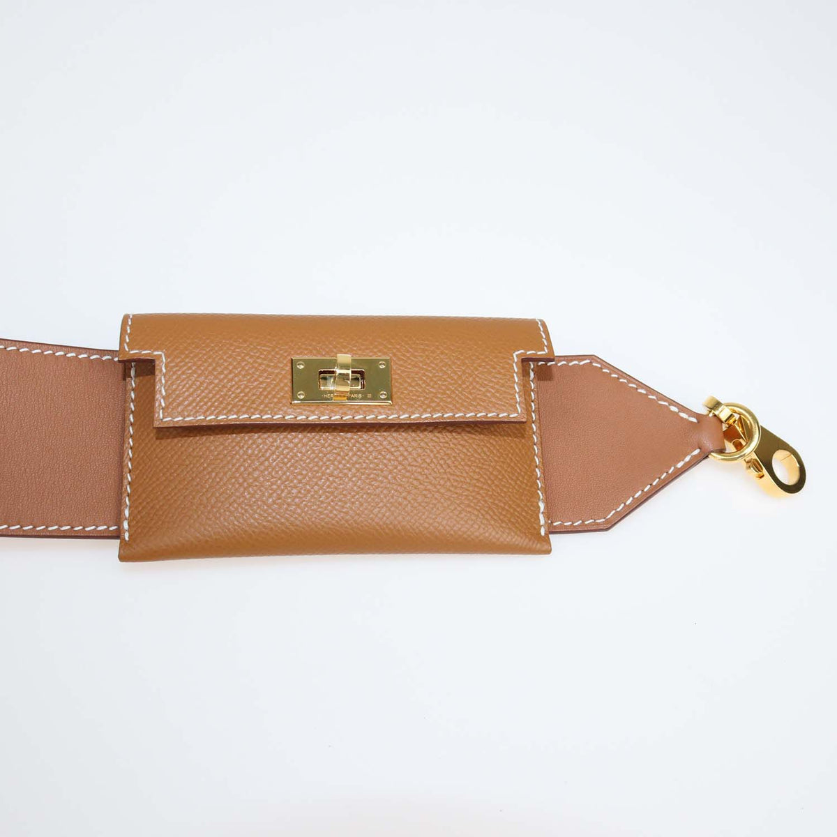 Hermes Gold Epsom and Swift Leather Kelly Pocket Bag Strap
