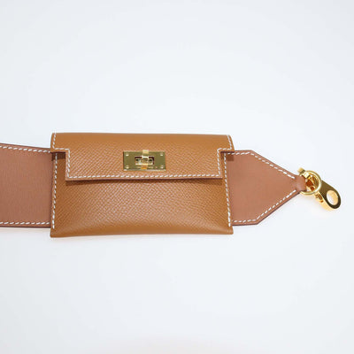 Hermes Gold Epsom and Swift Leather Kelly Pocket Bag Strap