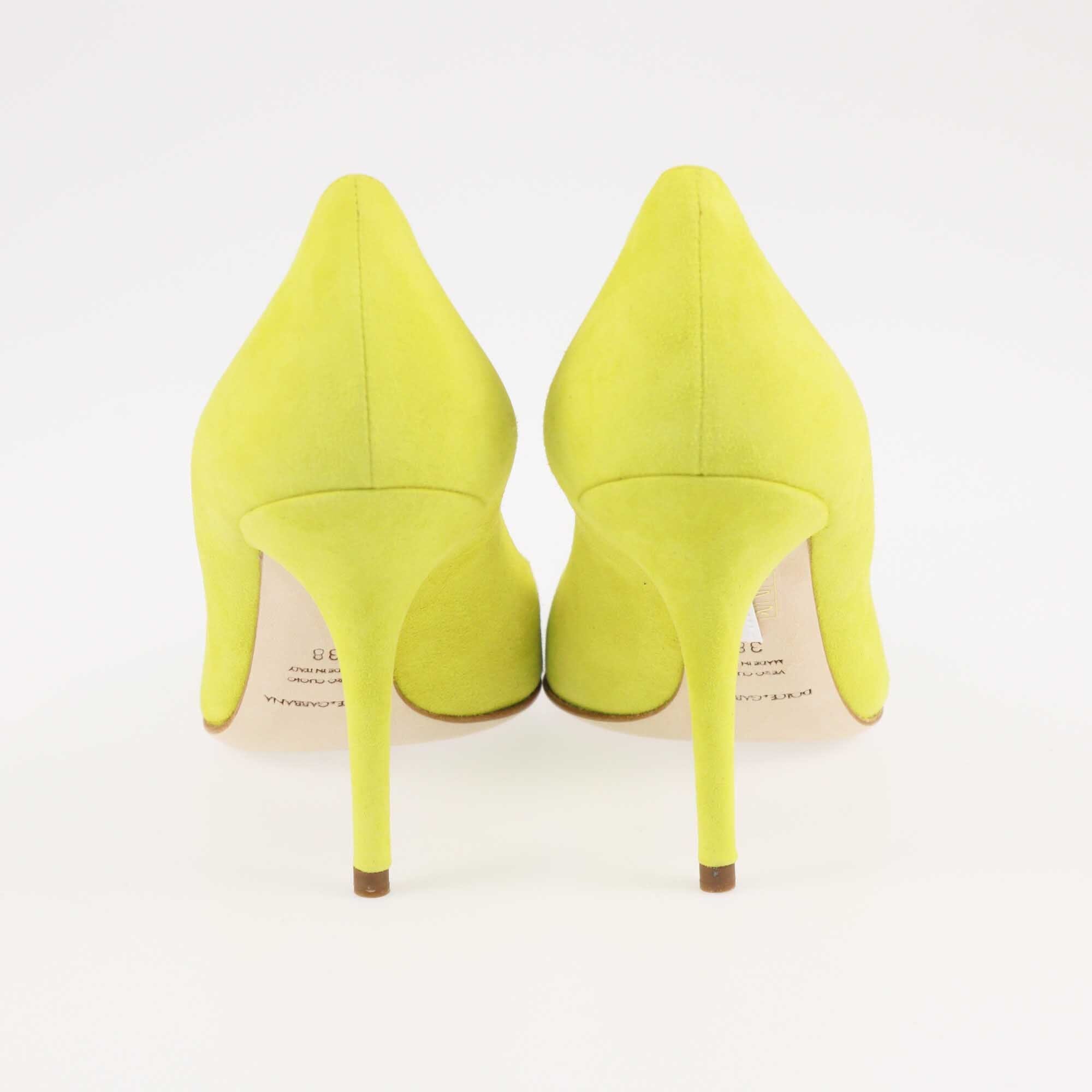 Dolce & Gabbana Lime Yellow Pointed Toe Pumps Shoes Dolce Gabbana 