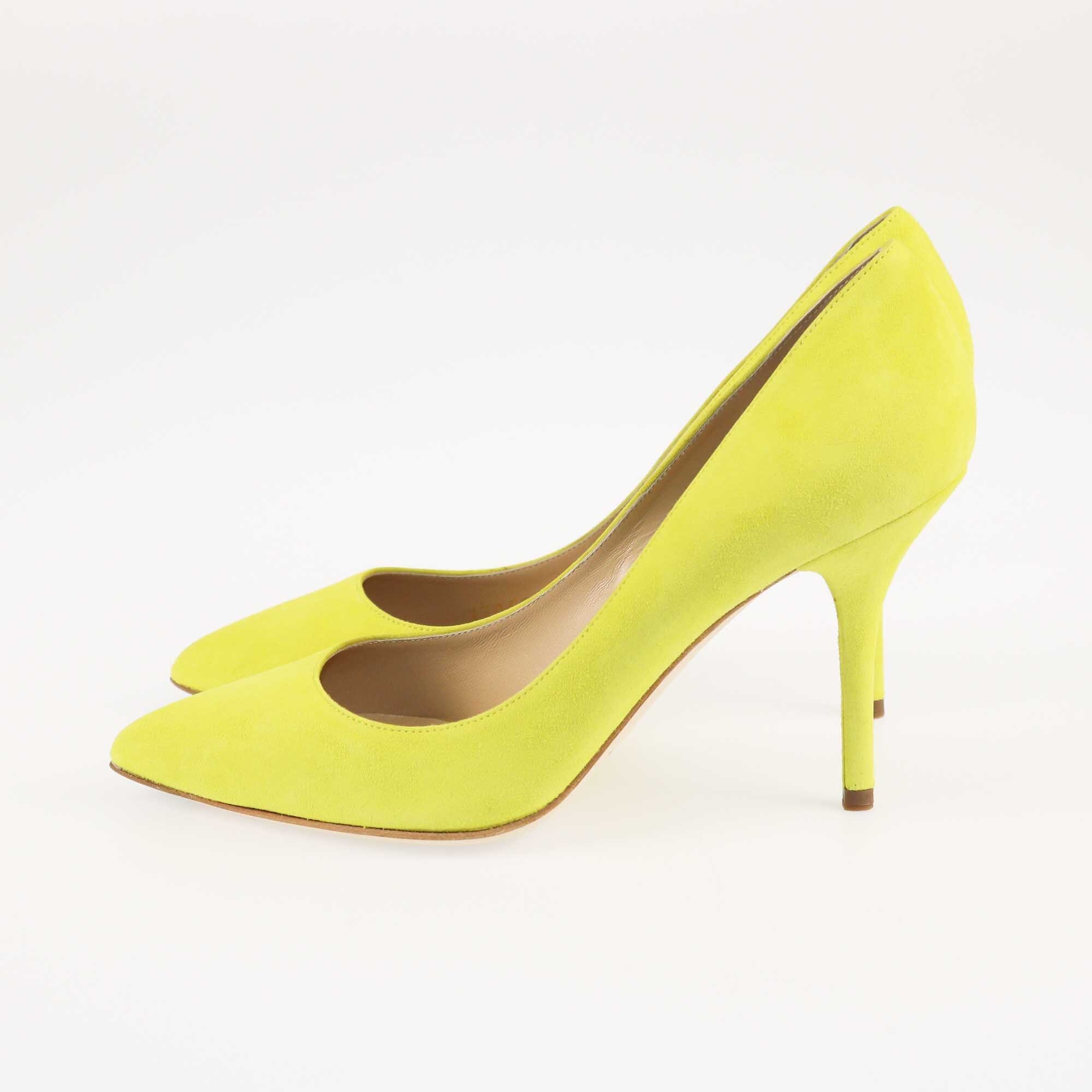 Dolce & Gabbana Lime Yellow Pointed Toe Pumps Shoes Dolce Gabbana 