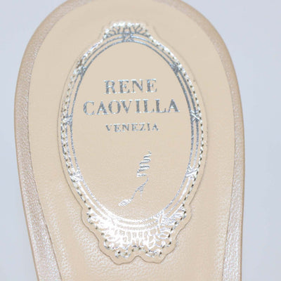 Rene Caovilla Nude Strass Satin Chandelier Mules
