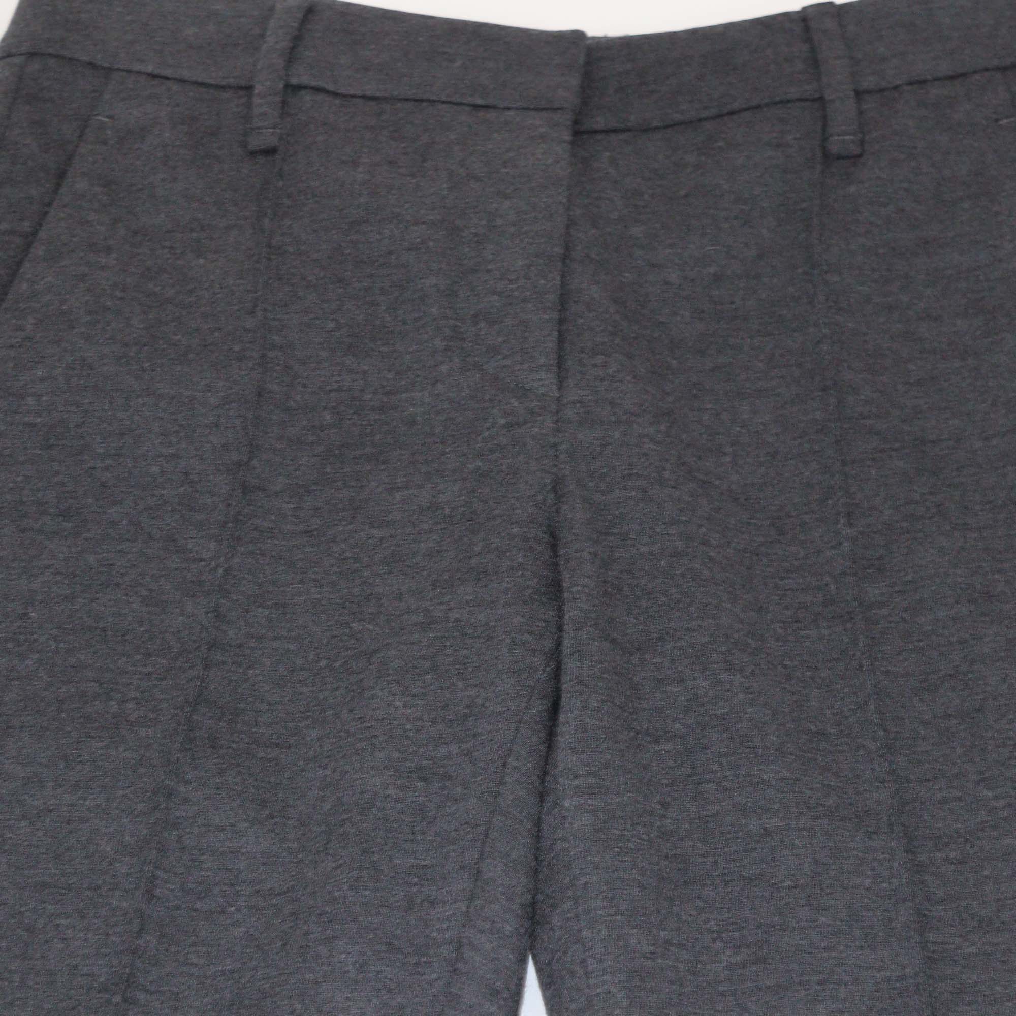 Brunello Cucinelli Dark Grey Wool Straight Leg Pants