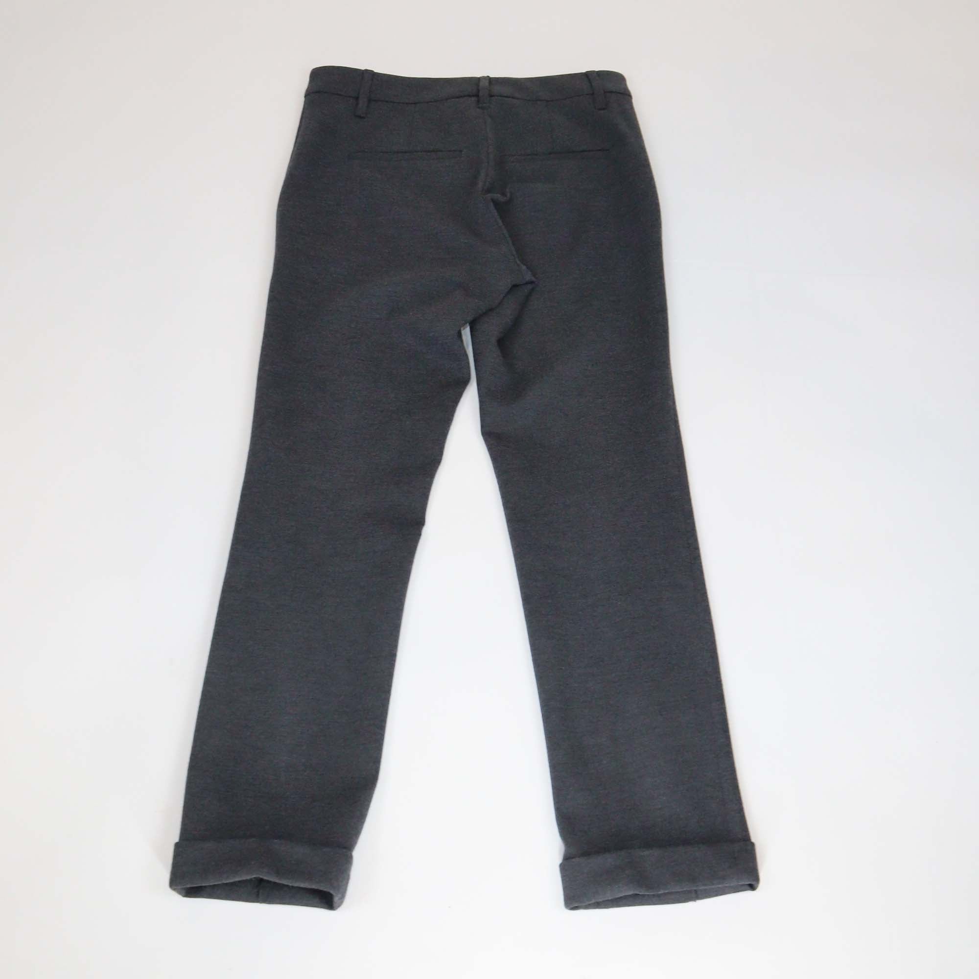 Brunello Cucinelli Dark Grey Wool Straight Leg Pants