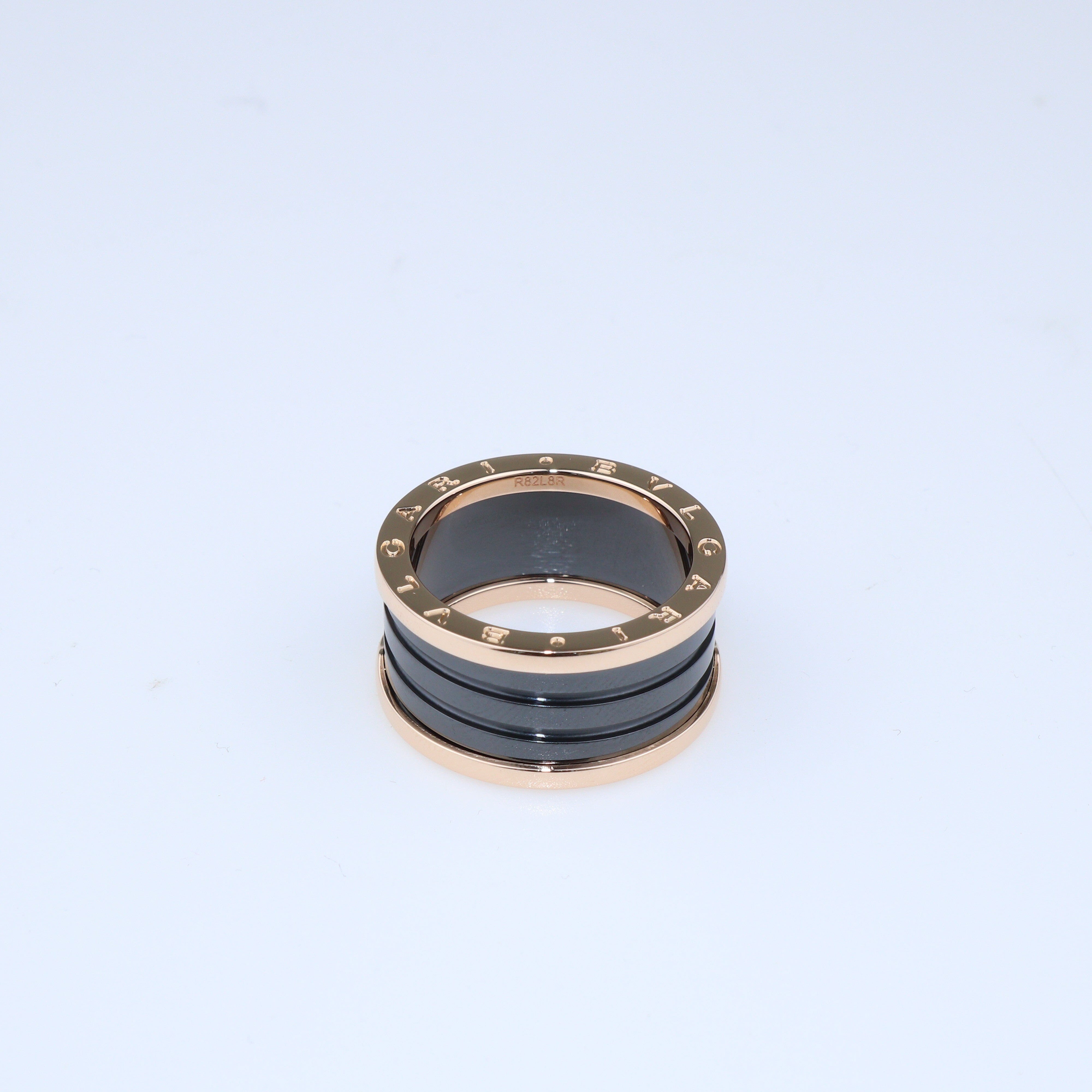 B.Zero1 18K Rose Gold Ceramic Triple llop Band Ring Bvlgari 