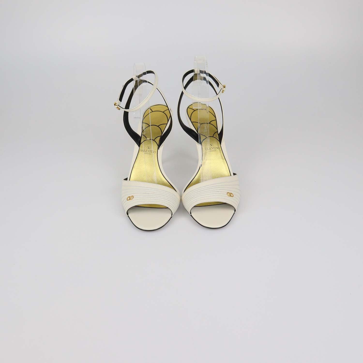 Valentino White Leather Ladycrush Sandals