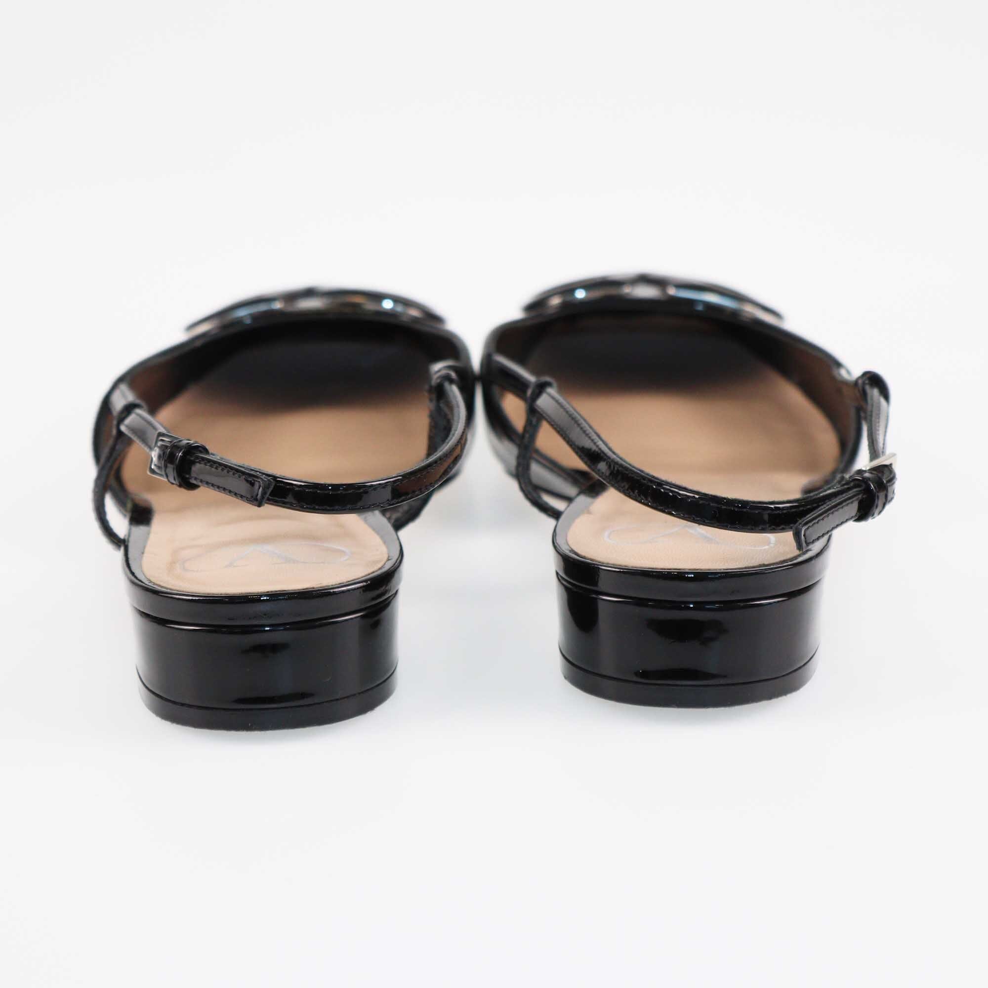 Valentino Black V Logo Signature Slingback Pumps Shoes Valentino 