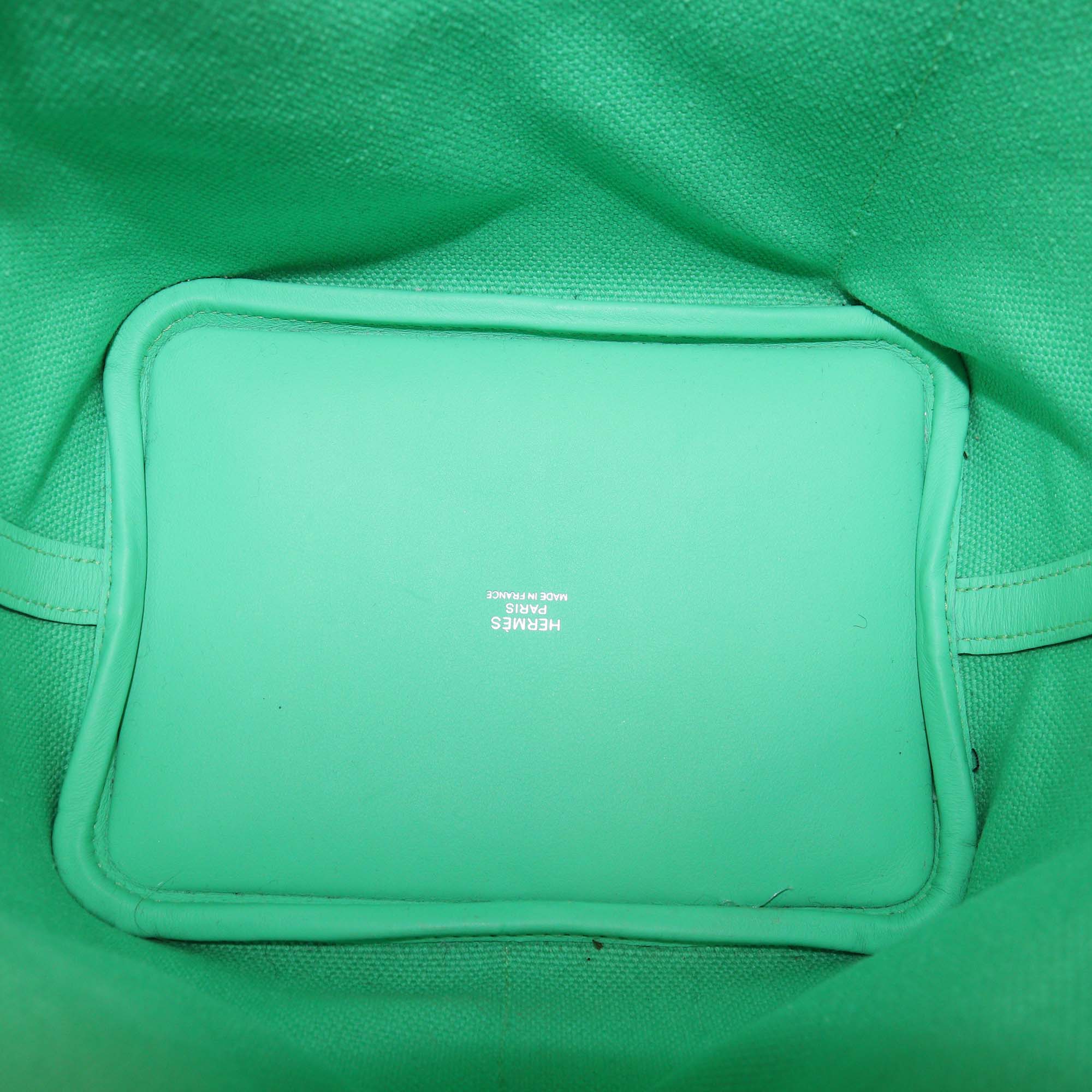 Hermes Vert Toile Geoland and Swift Leather Cargo Comics Picotin 18 Bag
