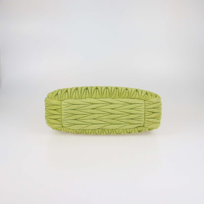 Miu Miu Apple Green Matelassé Suede Wander Large Hobo