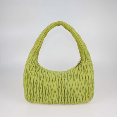 Miu Miu Apple Green Matelassé Suede Wander Large Hobo