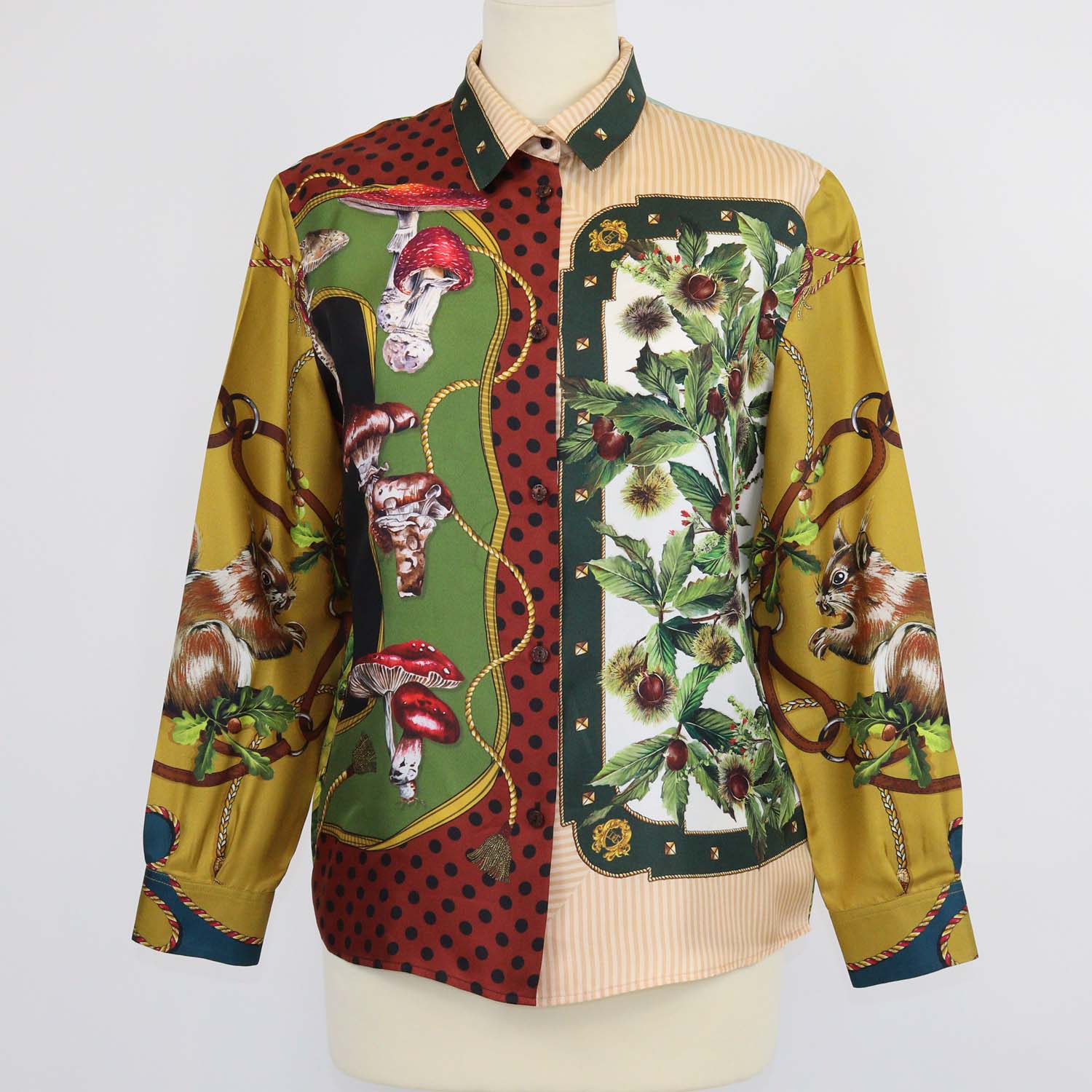 Dolce & Gabbana Kids Multicolor Silk Printed Long Sleeve Shirt