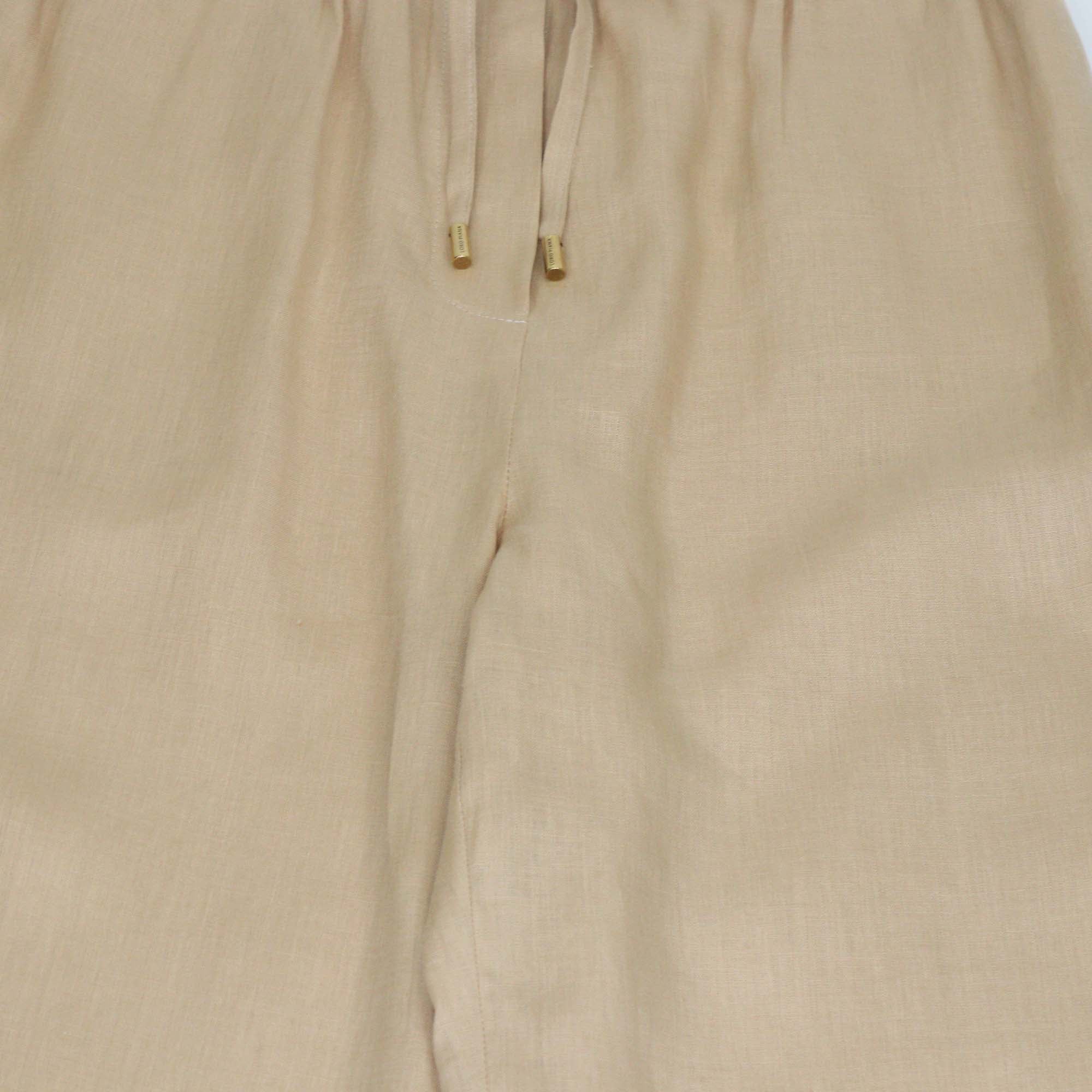 Loro Piana Beige Linen Drawstring Helios Pants