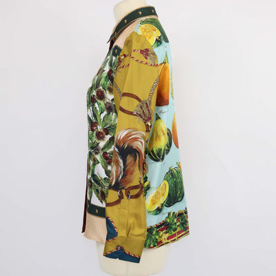 Dolce & Gabbana Kids Multicolor Silk Printed Long Sleeve Shirt