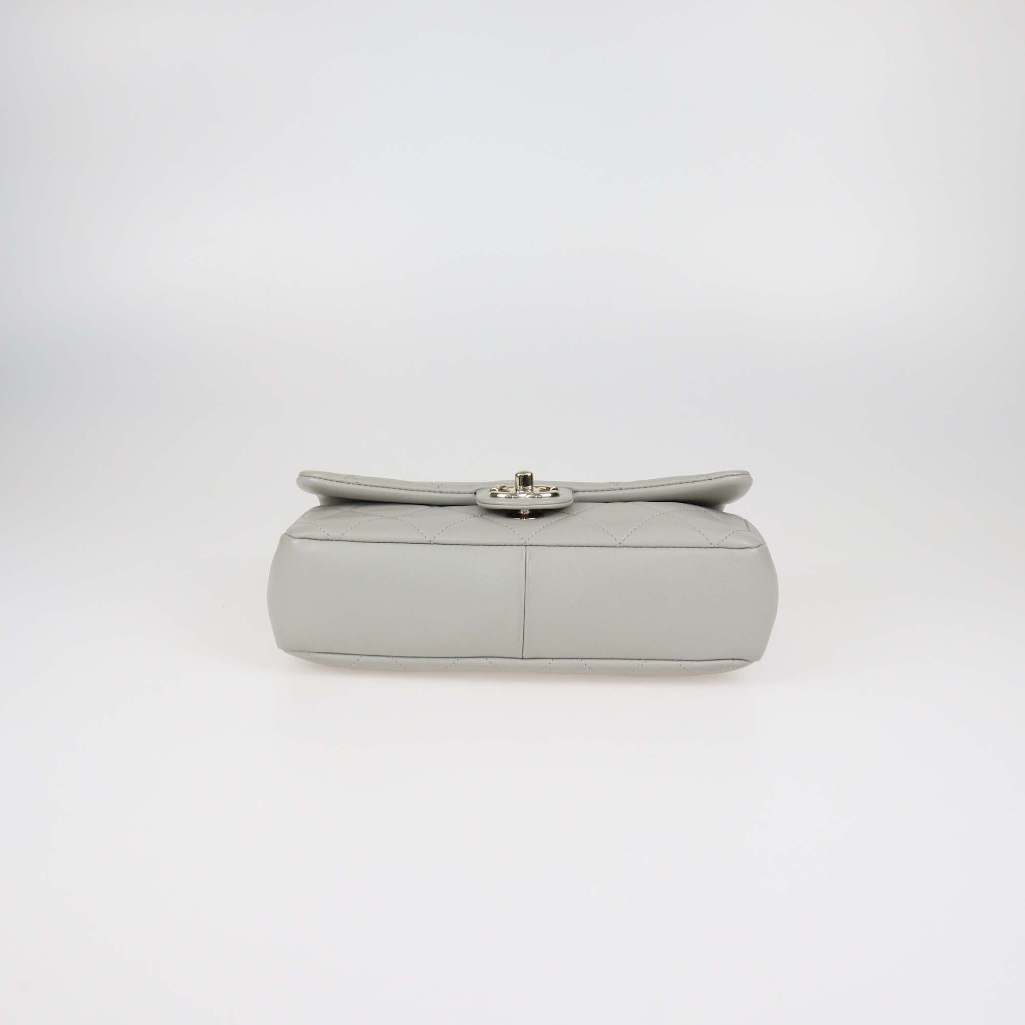 Chanel Grey Quilted Leather Resin Bi-Color Chain Flap Bag