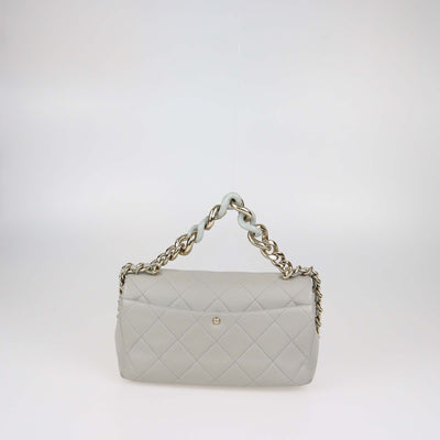 Chanel Grey Quilted Leather Resin Bi-Color Chain Flap Bag