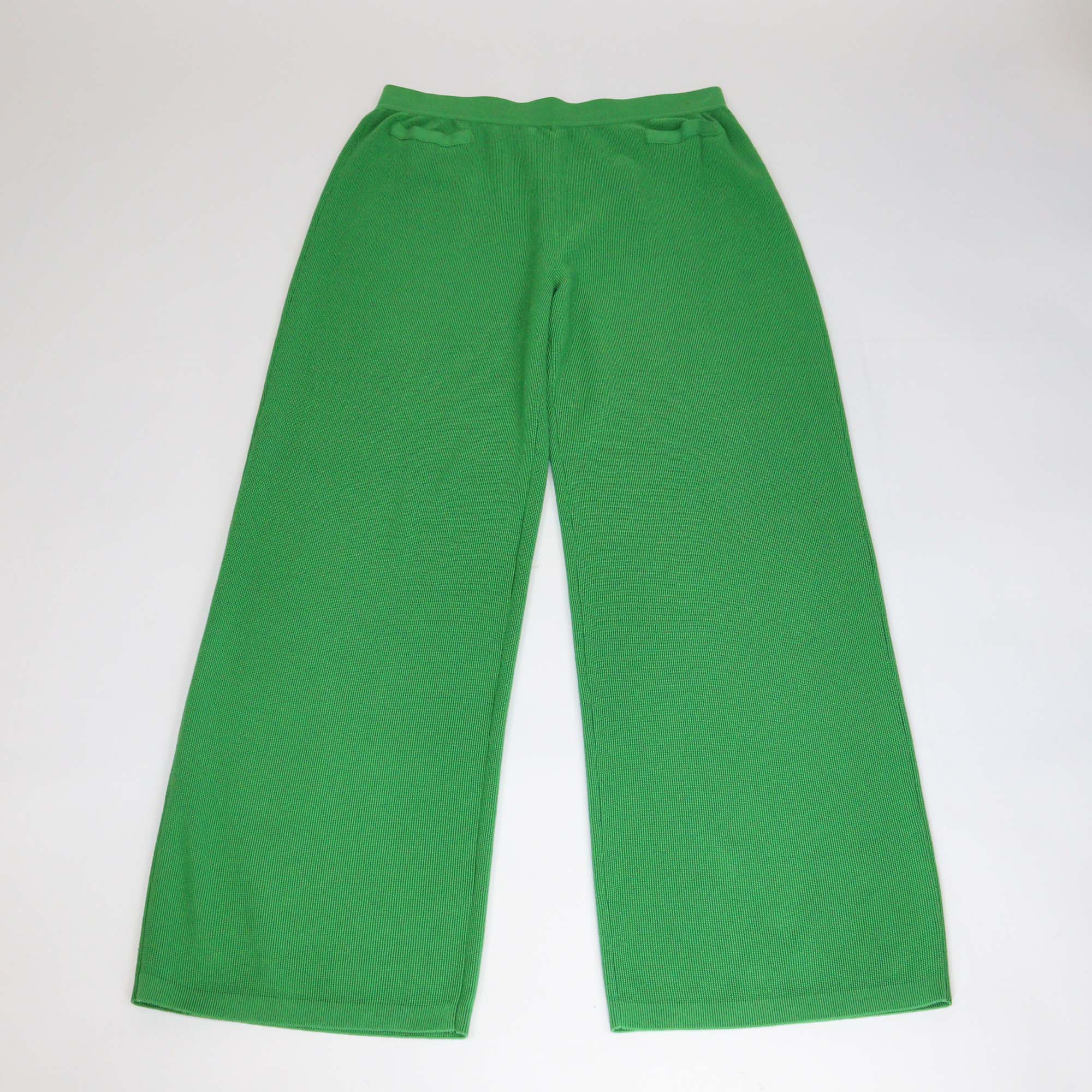 Loro Piana Green Blend Silk Knitted Wide Leg Pants
