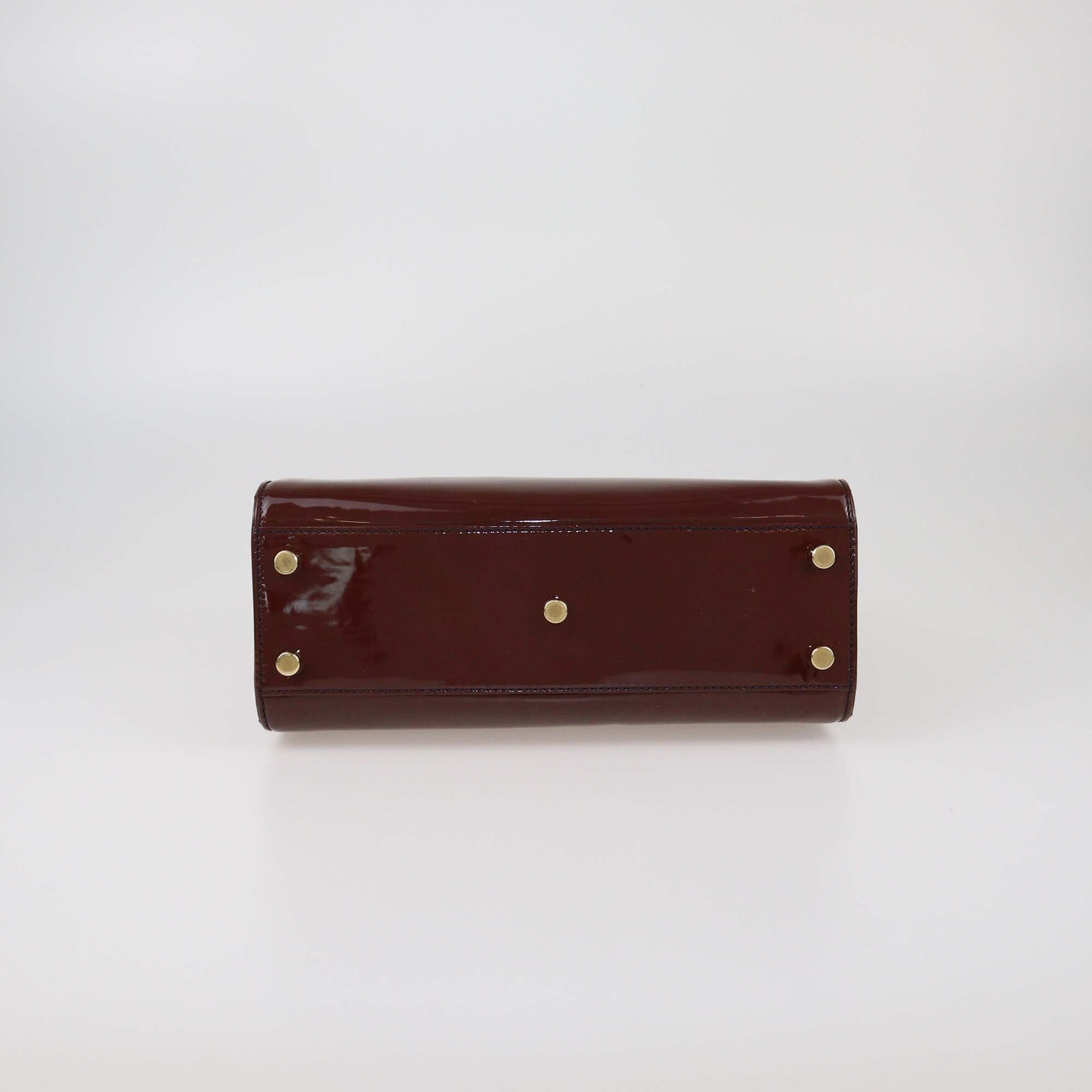 Saint Laurent Burgundy Patent Uptown Frame Satchel Womens Saint Laurent 