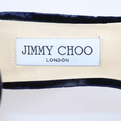 Jimmy Choo Navy Blue Velvet and Leather Ankle Strap Platform Sandals