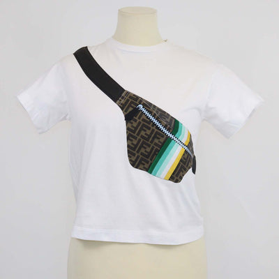 Fendi kids White Cotton Sling Bag Print T-Shirt