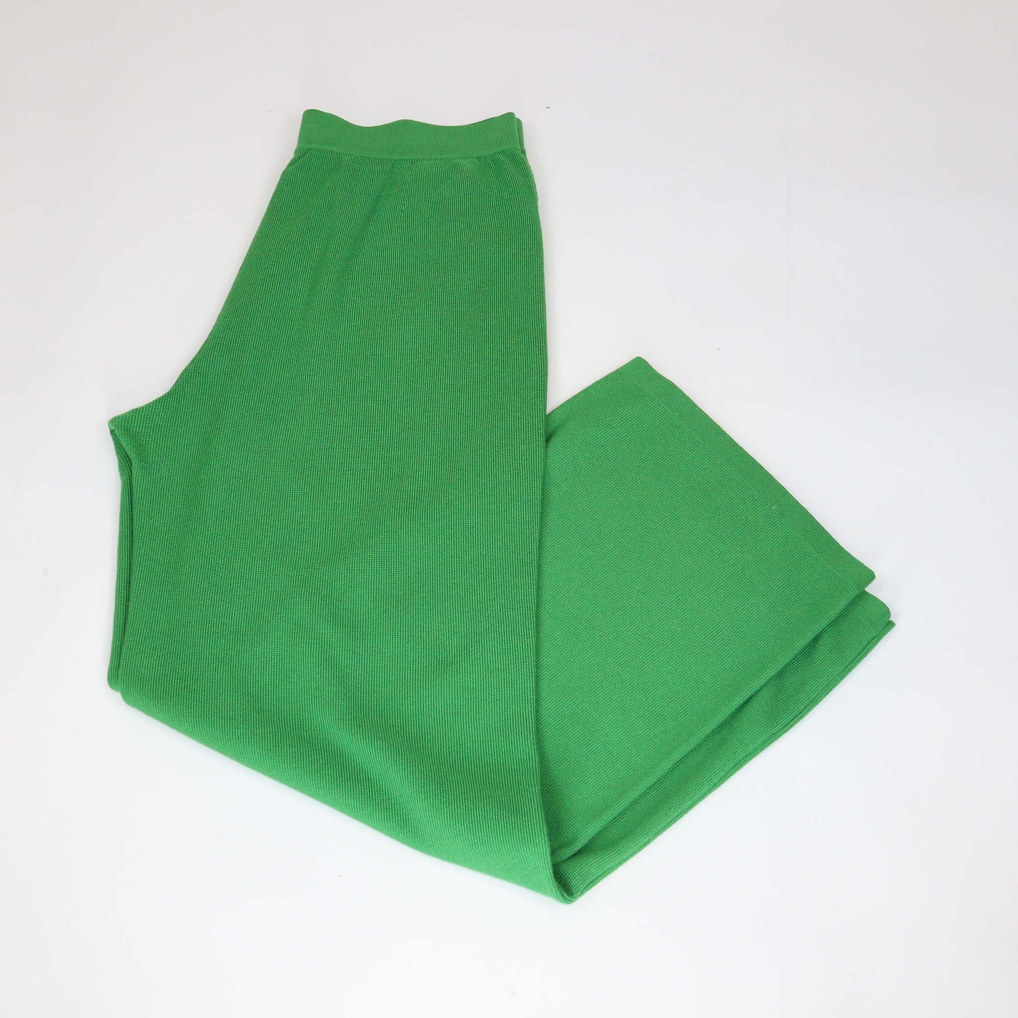 Loro Piana Green Blend Silk Knitted Wide Leg Pants