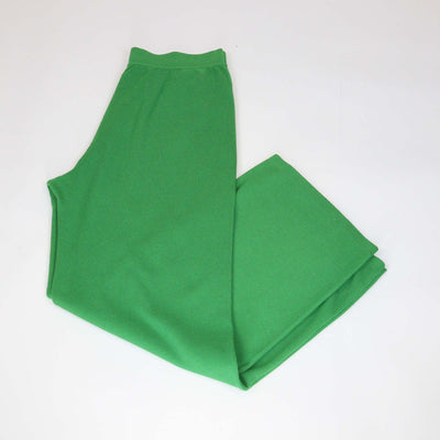 Loro Piana Green Blend Silk Knitted Wide Leg Pants