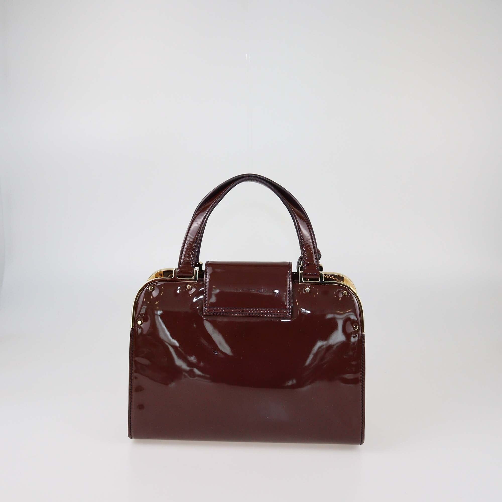Saint Laurent Burgundy Patent Uptown Frame Satchel Womens Saint Laurent 