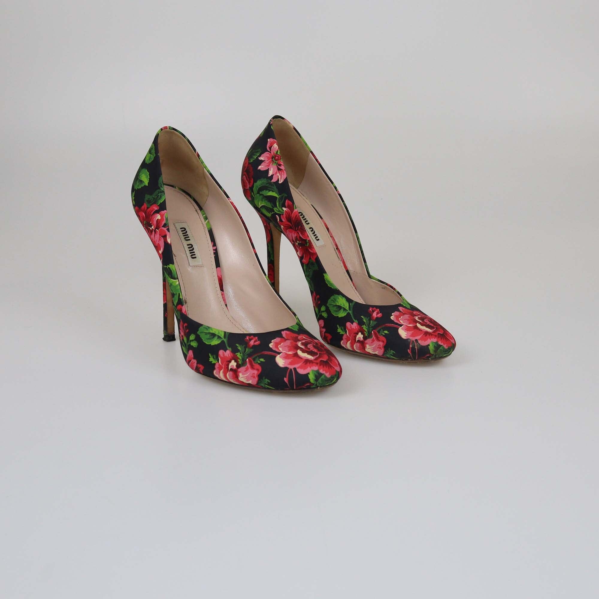 Miu Miu Multicolor Floral Printed Pumps Womens Miu miu 