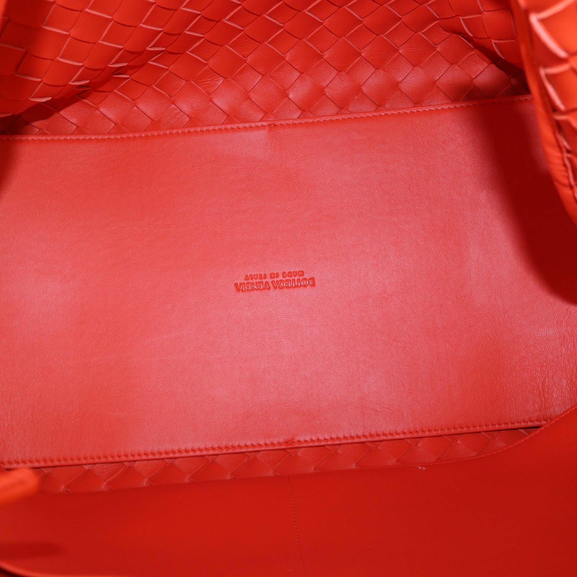 Bottega Veneta Orange Intrecciato Leather Andiamo Large Tote