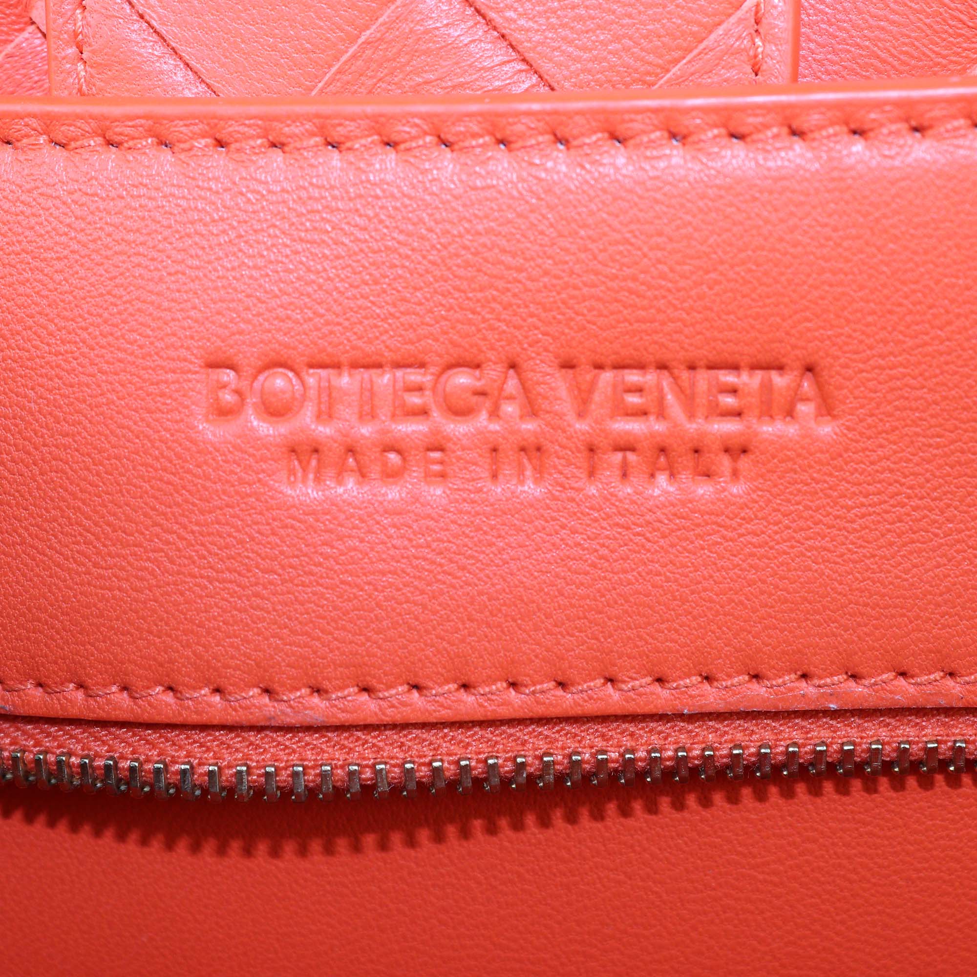 Bottega Veneta Orange Intrecciato Leather Andiamo Large Tote
