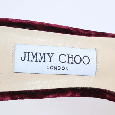 Jimmy Choo Burgundy Velvet and Leather Ankle Strap Platform Sandals