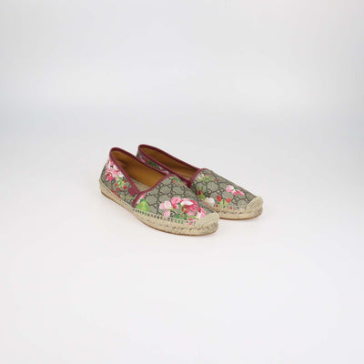 Gucci Pink,Beige GG Canvas Blooms Espadrilles Flats