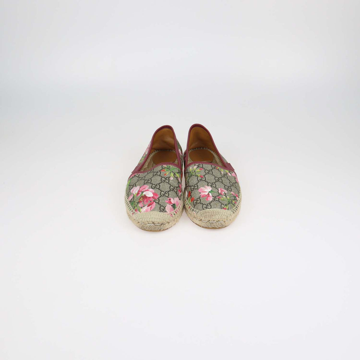 Gucci Pink,Beige GG Canvas Blooms Espadrilles Flats