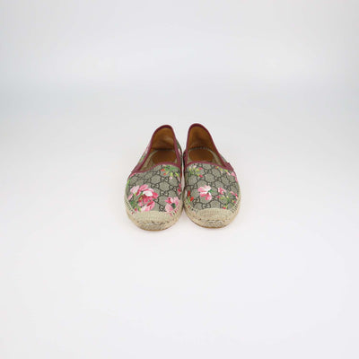 Gucci Pink,Beige GG Canvas Blooms Espadrilles Flats