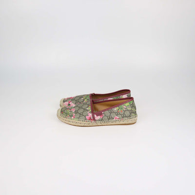 Gucci Pink,Beige GG Canvas Blooms Espadrilles Flats