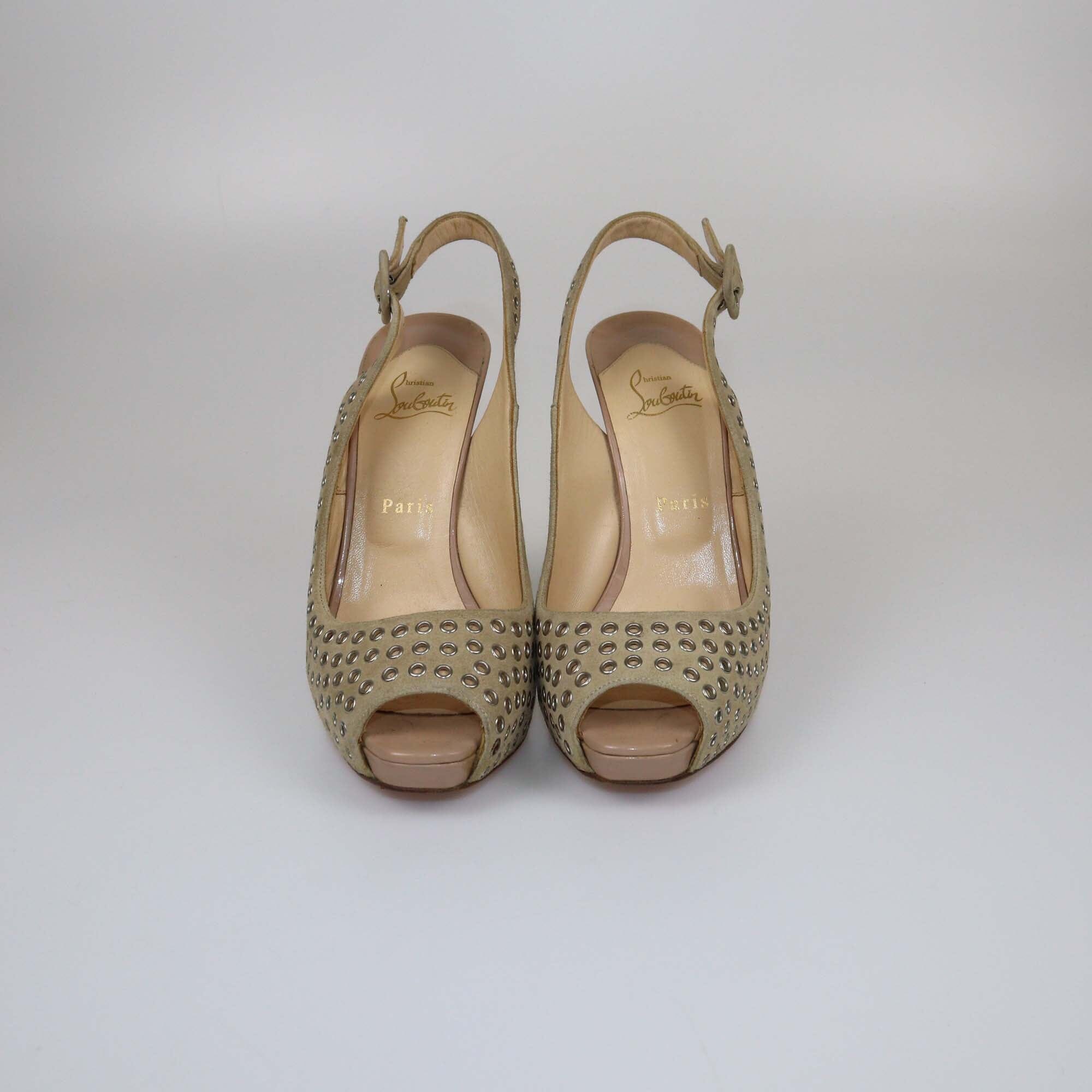 Christian Louboutin Beige Aicha Slingback Pumps Womens Christian Louboutin 