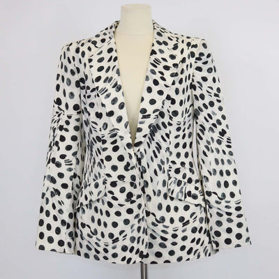 Brandon Maxwell Cream/Black Blend Fabric Polka Dot Blazer