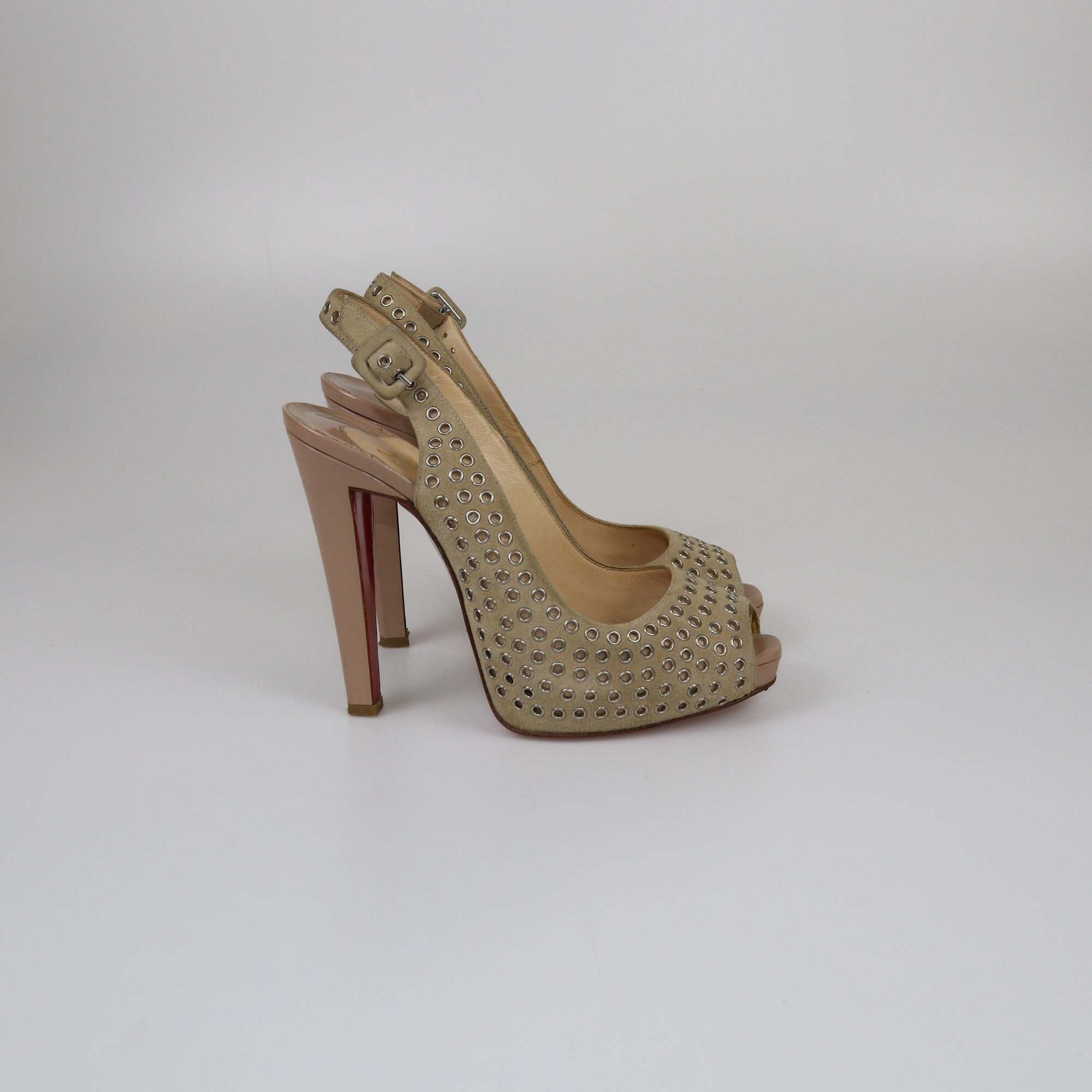 Christian Louboutin Beige Aicha Slingback Pumps Womens Christian Louboutin 