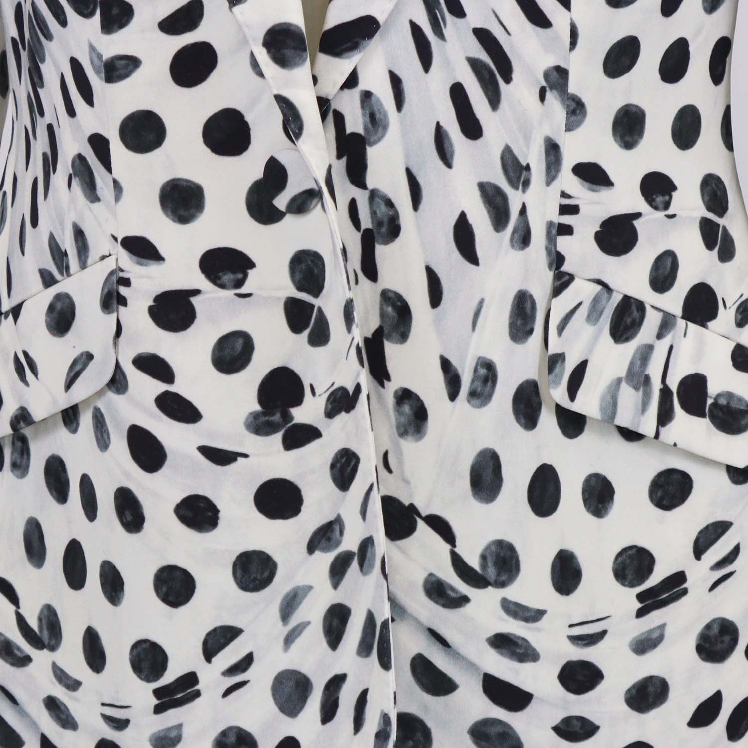 Brandon Maxwell Cream/Black Blend Fabric Polka Dot Blazer