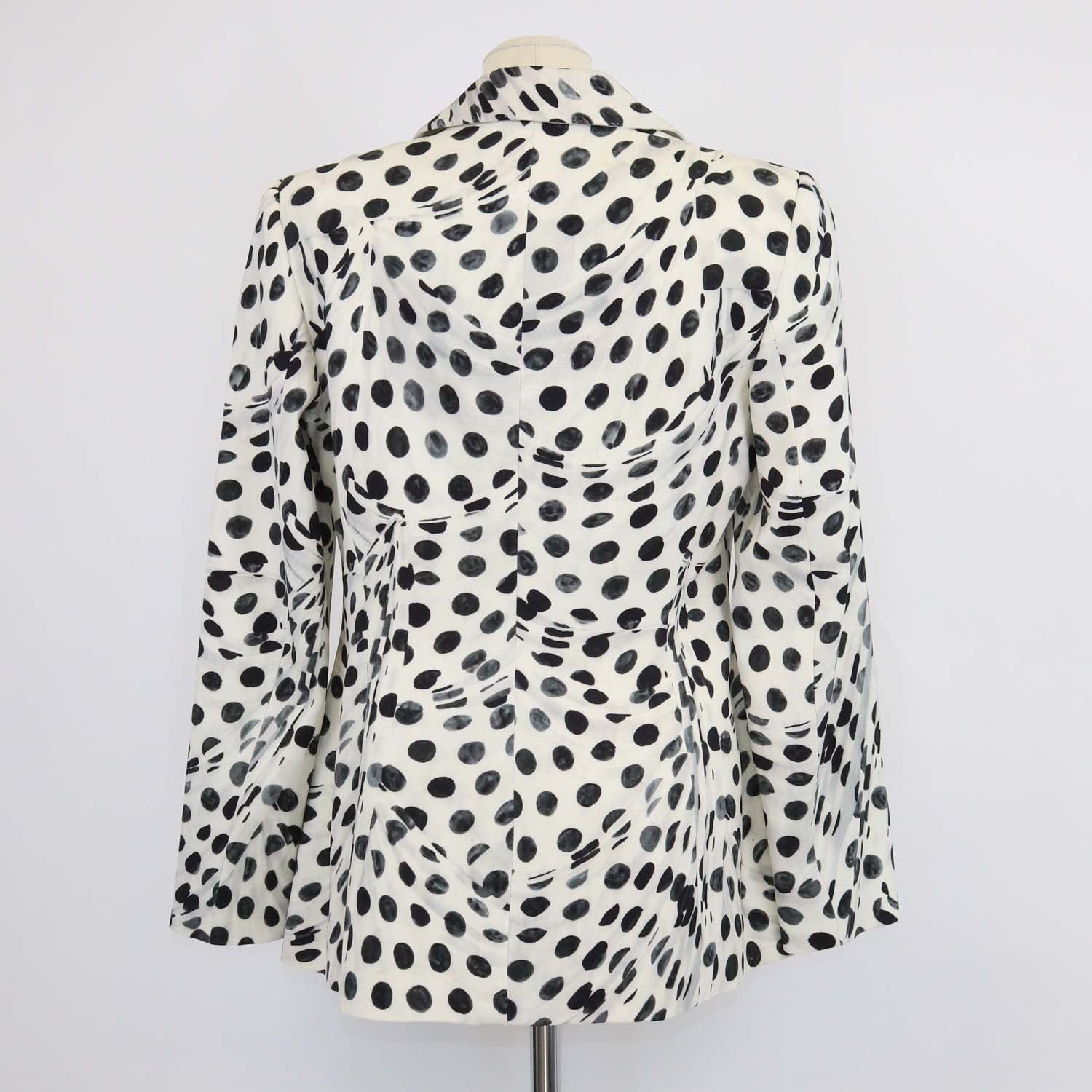 Brandon Maxwell Cream/Black Blend Fabric Polka Dot Blazer