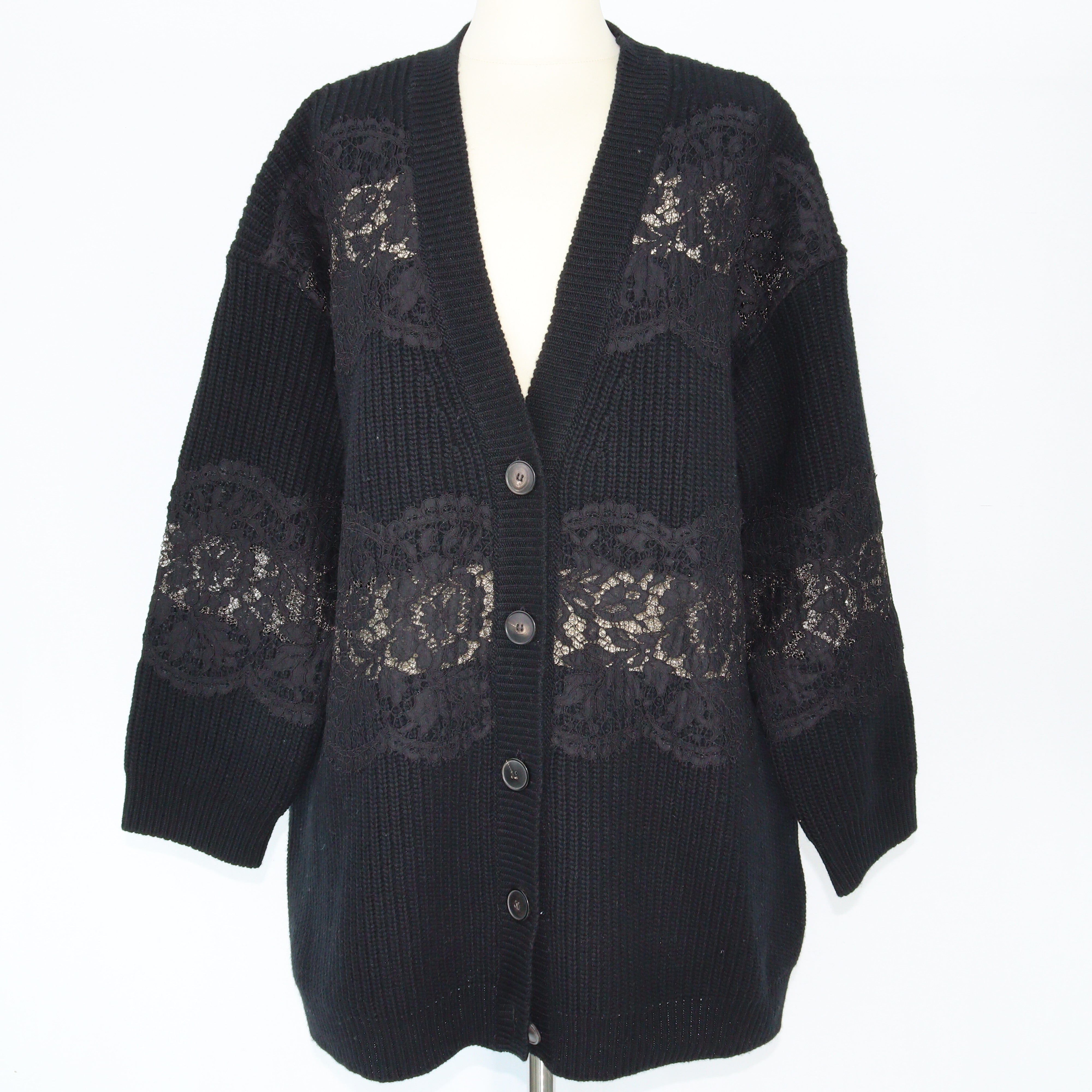 Black Lace Detailed Cardigan Clothings Valentino 