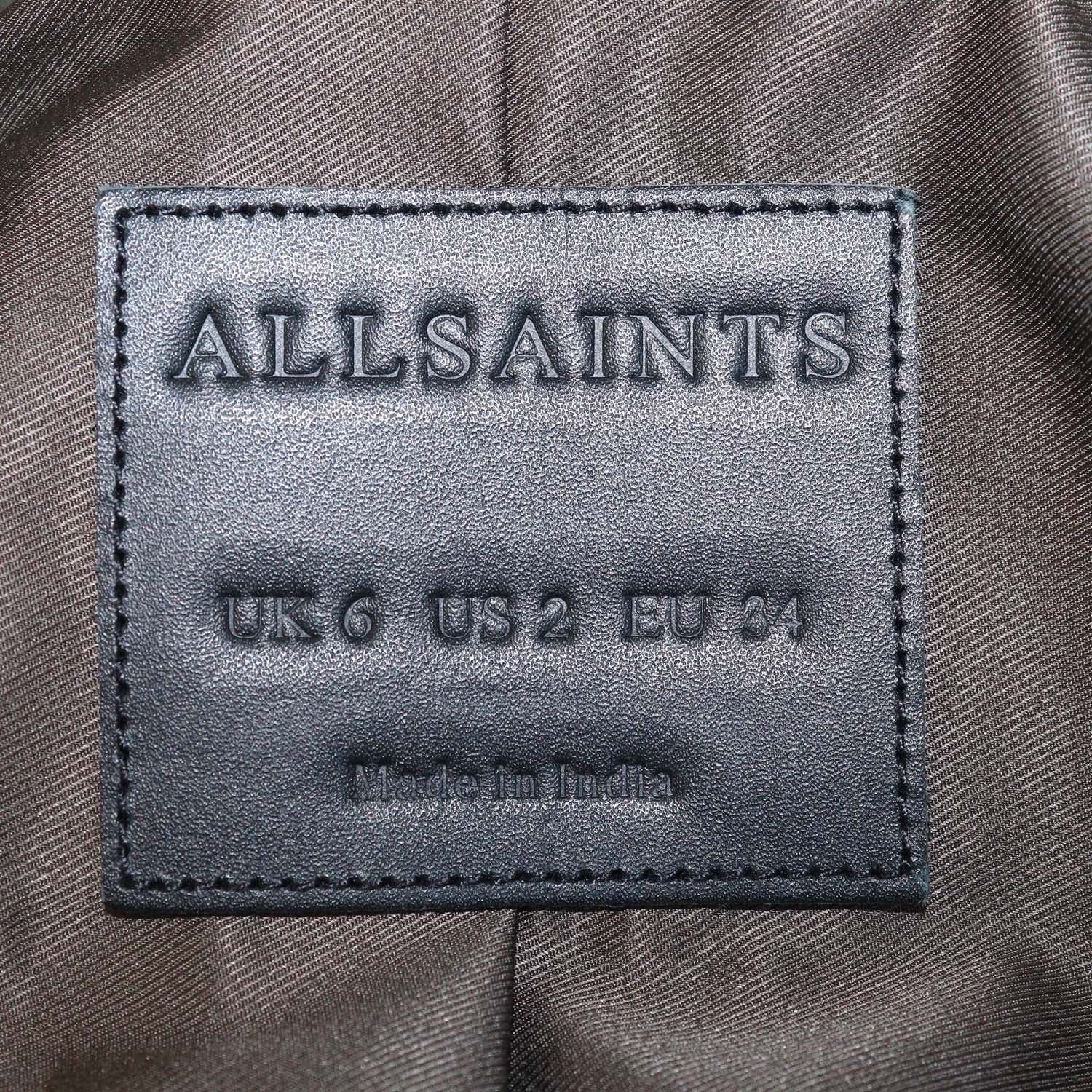 All Saints Army Green Leather Dalby Biker Jacket