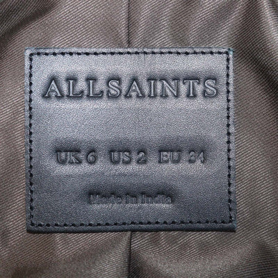All Saints Army Green Leather Dalby Biker Jacket