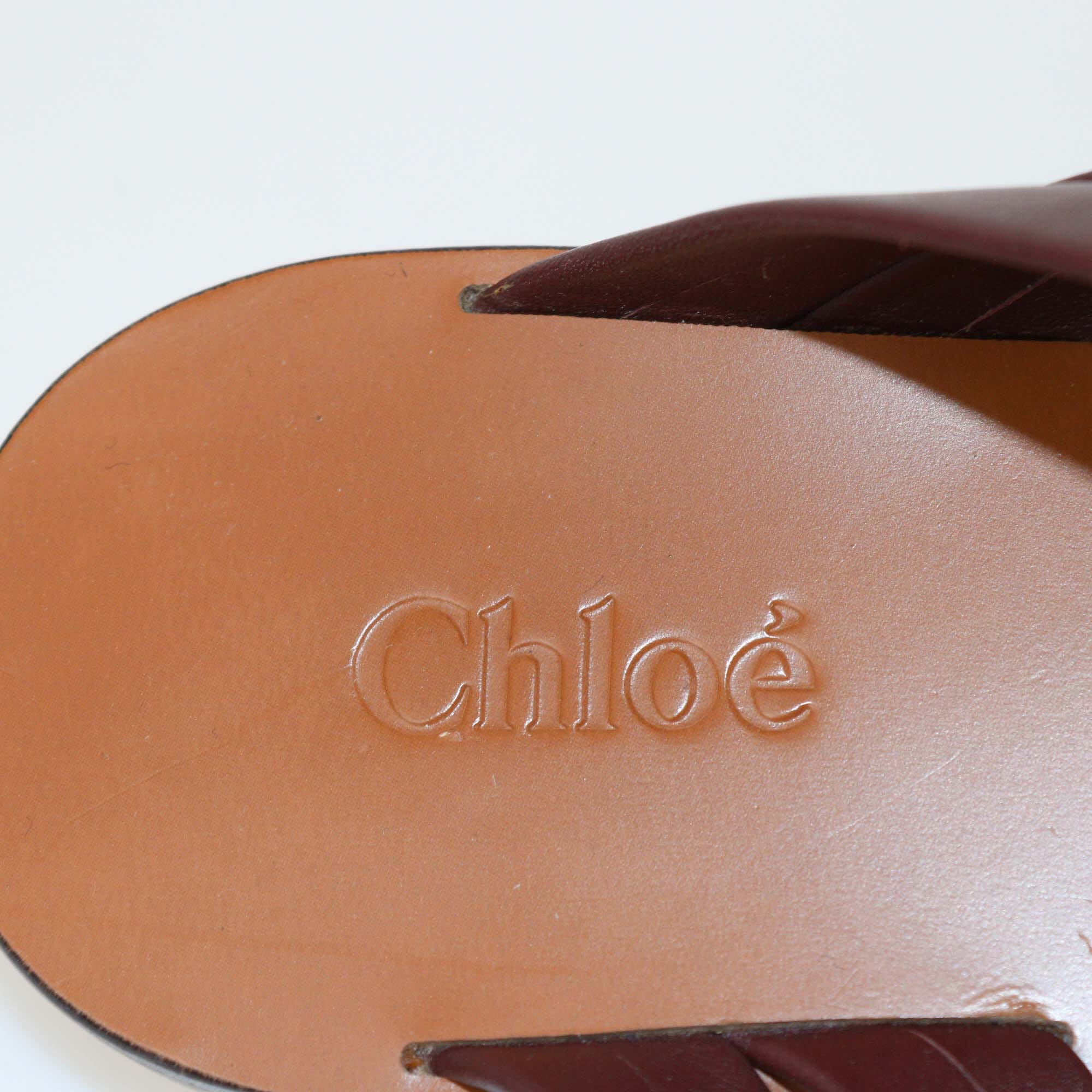 Chloe Deep Purple Rony Flat Sandals Womens Chloe 