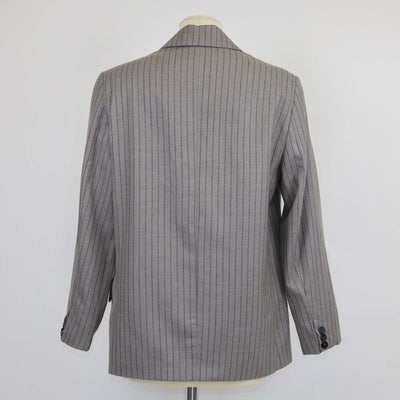 12 Storeez Grey Wool Striped Double Breasted Blazer