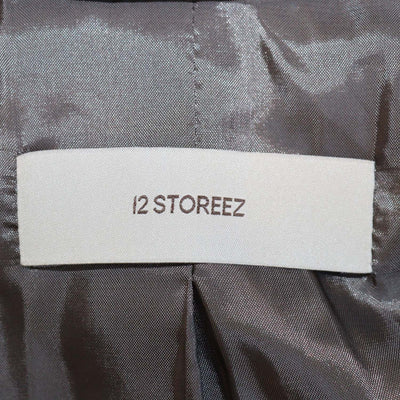 12 Storeez Grey Wool Striped Double Breasted Blazer
