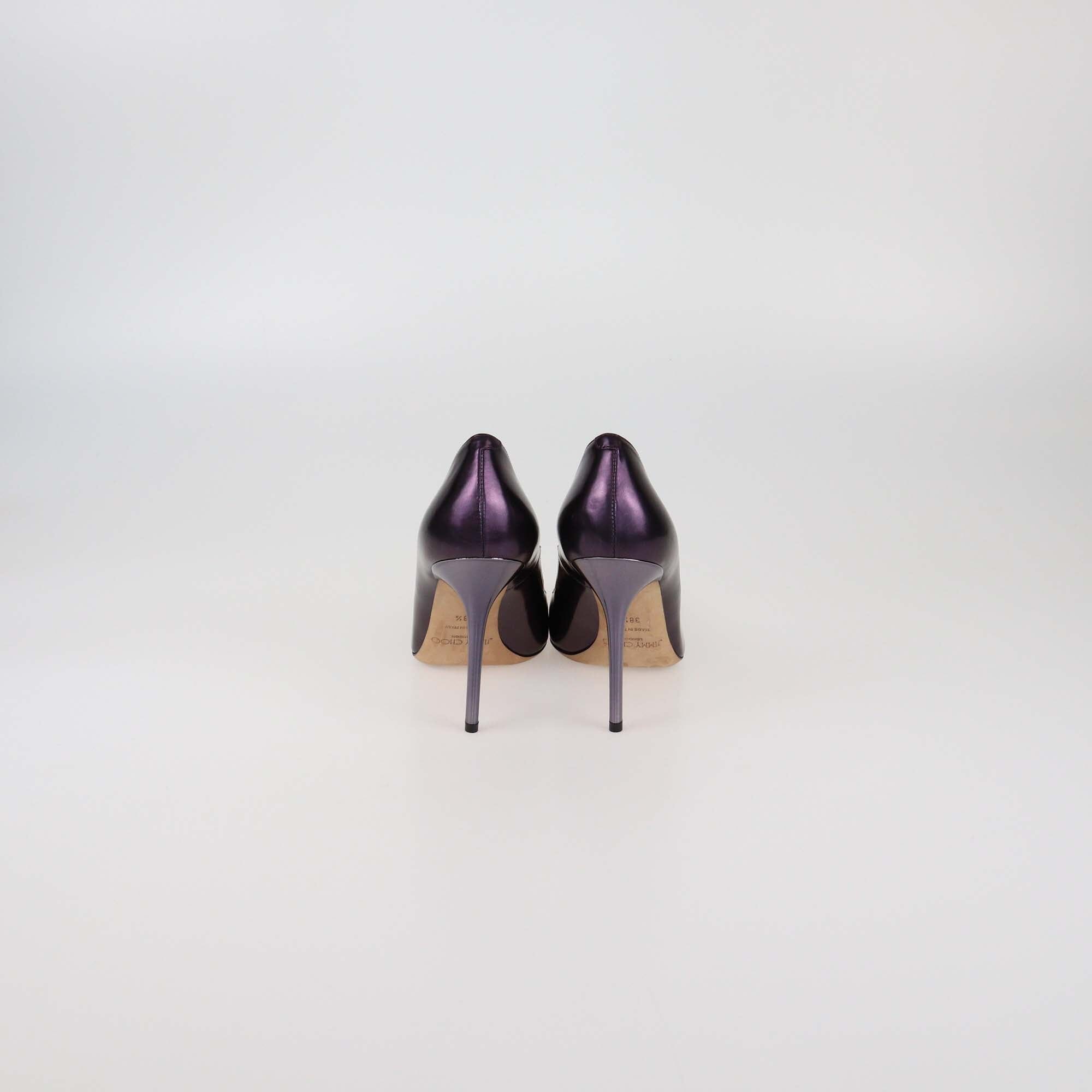 Jimmy Choo Metallic Purple Patent Agnes Pointed Toe Pumps Womens Jimmy Choo 